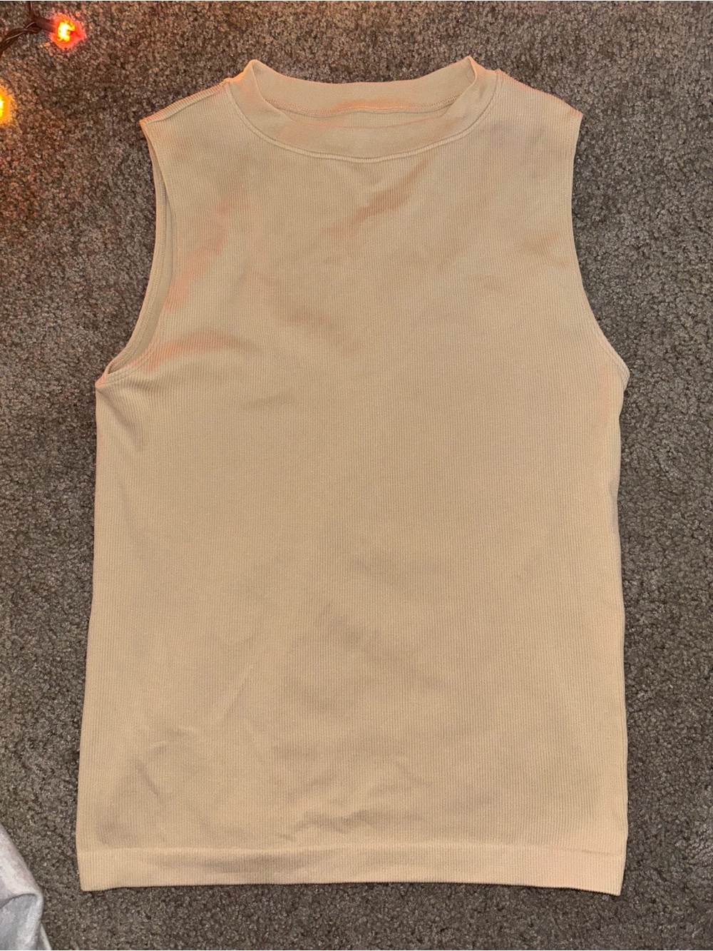 Ann Taylor Sleeveless Beige Stretchy Ribbed Tank